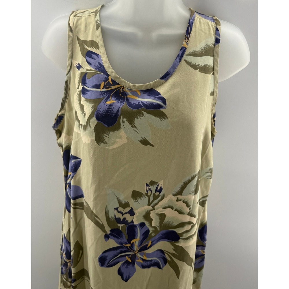 Tommy Bahama Womens Silk Maxi Dress Floral Vintage Sage Green Sleeveless Medium - Picture 7 of 8